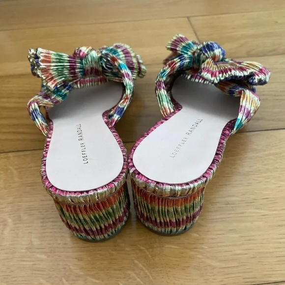 NWOT Loeffler Randall Multicolor Bow Mules 8 - Picture 4 of 9